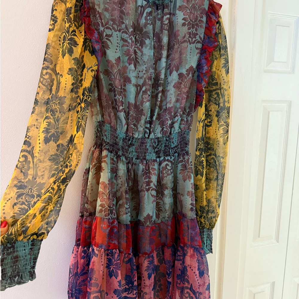 Colorful Sheer Long Sleeve Dress